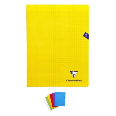 Cahier piqué Mimesys 24x32cm 96 pages grands carreaux polypropylène Couleur aléatoire