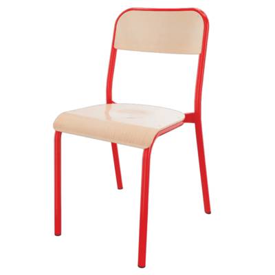 Chaise TRÉVISE 4 pieds assise et dossier bois Blueprotech® piètement époxy - T6 - Rouge RAL 3000 - Mobidecor
