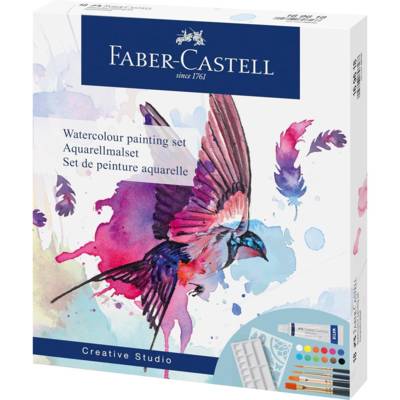 Set Peinture aquarelle - 12 tubes 5ml + palette + pinceau + pochoir