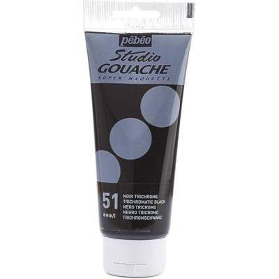 Tube 100ml Peinture Gouache Studio Qualité Fine Noir - PÉBÉO