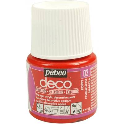 Flacon 45ml Peinture Acrylic DECO Outdoor Coquelicot - PÉBÉO