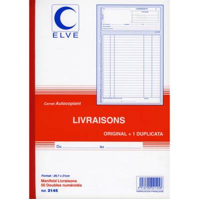 Manifold autocopiant LIVRAISONS 297X210 50 Feuillets Dupli