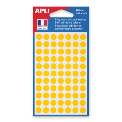 Sachet de 462 étiquettes Gommettes de signalisation Rondes 8 mm Jaune