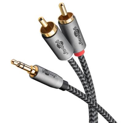 Câble Audio Jack 3.5mm 2 Rca Mâles Gold Nylon Tressé 5m