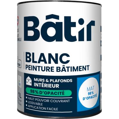 Peinture mur et plafond 98% opacite mat blanc - Gedimat - BATIR