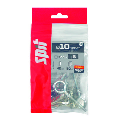 Cheville métallique STELLIX D10x35mm+piton D5mm - sachet de 6 pièces - Gedimat