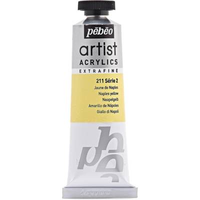 Tube 37 ml Peinture Artist Acrylics Extra fine JAUNE NAPLES - PÉBÉO