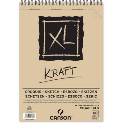 Bloc 60 Feuilles XL kraft Spiralés petit côté A4 90g