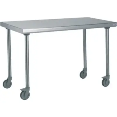 Table inox - Largeur L (L=1210-1610mm) - Avec étagère basse, Sur Roulettes - TBLLLP70EtagRoul - Tournus Equipement