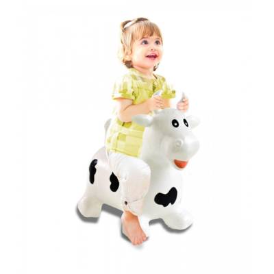 Animal rebondissante vache blanc/noir avec pompe