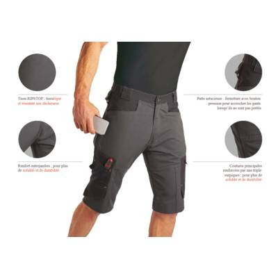 Bermuda EVASION profil - coloris gris/noir - Gedimat