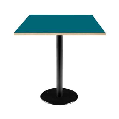 Table pied noir 70x70cm bleu prusse chants bois - intérieur - RestooTab