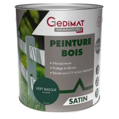 Peinture bois vert basque - pot de 2 litres - Gedimat
