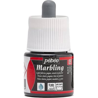 Flacon 45ml Peinture Effet Marbré Noir Finition Brillante - PÉBÉO