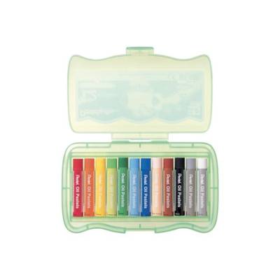 Boite de 12 Pastels à l'huile scolaire 10 mm Couleurs assorties
