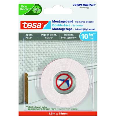 Powerbond Adhésif Double Face 10 kg / Mètre 1,5m x 19mm Papier Peint/Plâtre