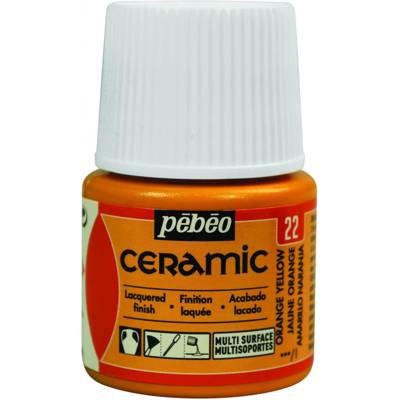 Flacon 45 ml peinture CERAMIC faïence et multi support JAUNE ORANGE - PÉBÉO