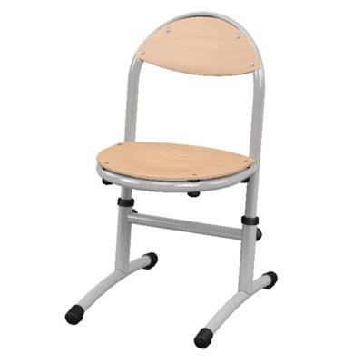 Chaise HÉLIA HR assise et dossier bois Blueprotech® piètement époxy - T1 à T3 - Gris alu RAL9006 - Mobidecor