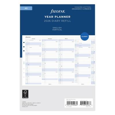 A5 planning annuel vertical - anglais - 2026