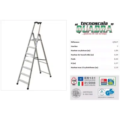 Marchepied alu Pro Quadra - 7 marches - Q50/7 - FACAL