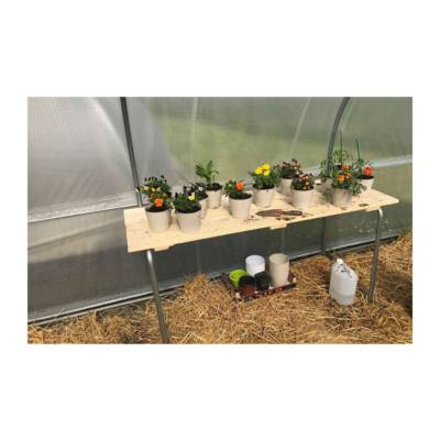 Jeu de 2 supports avec tablette bois pour serre - Serres Tonneau