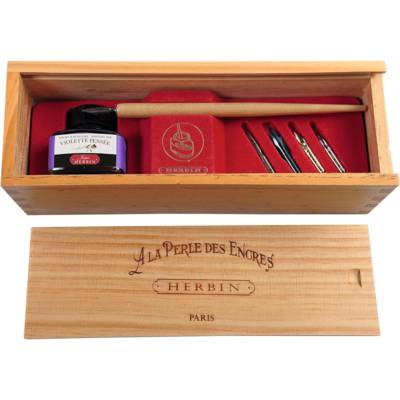 Coffret La Perle des Encres - Violette Pensée, Porte-plume et 5 Plumes - HERBIN