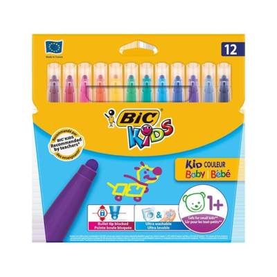 Etui de 12 feutres de coloriage KIDS COULEUR BABY Pointe Boule Bloquée 4,5 mm