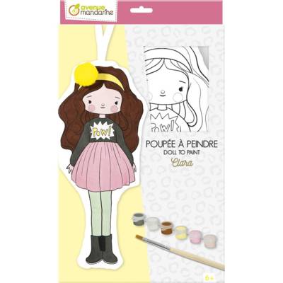Kit Créatif Enfant - Poupée en coton Imprimé à Peindre Jaune