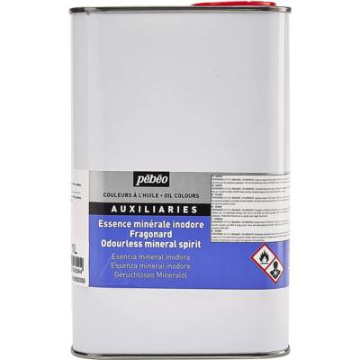 Bidon 1 litres essence minérale sans odeur pour peinture à l'huile - PÉBÉO