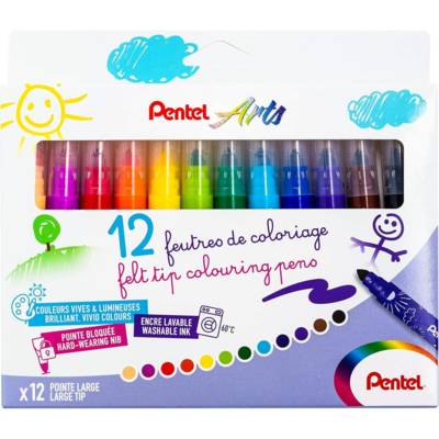 Boite de 12 Feutres Pentel Arts, pointe large