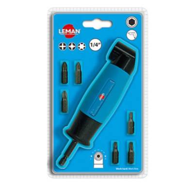 Renvoi d'angle 90° pour visseuse + 6 embouts - Gedimat - LEMAN