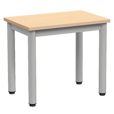 Table CARÉLIE plateau ép.21 mm stratifié chant bois piètement époxy - 60x40 cm - T2 - Hêtre miel/Gris alu 9006 - MOBIDECOR