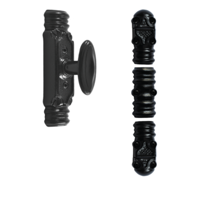 Fausse crémone ROLLINGER rustique noire - Bouton n°6 - Pour tringle 16 x 8 - CRD168BT6BV - ROLLINGER FONDERIES