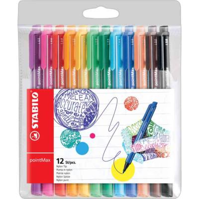 Pochette de 12 stylos feutres PointMax pointe moyenne 0,8 mm assortis