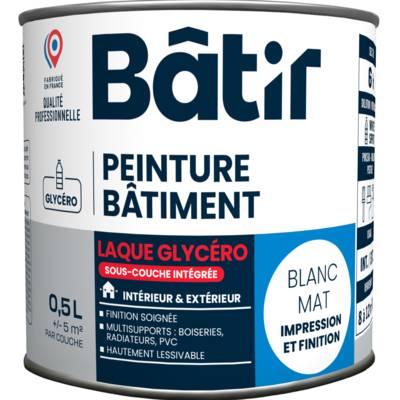 Laque mate multisupports blanc - pot de 0.5 l - Gedimat