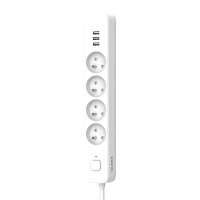 Multiprise 4 prises + 3USBA QUARX 1,5M + interrupteur - blanc - Gedimat