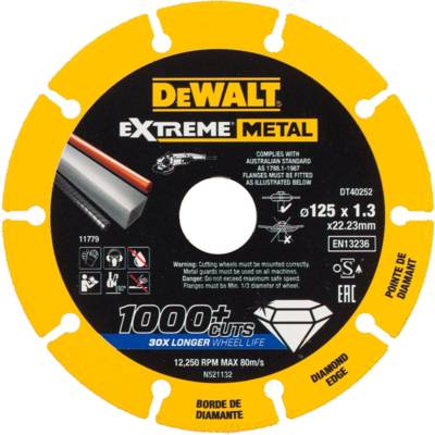 Disque Extreme métal - Ø 125 x 22,23 x 1,3 mm - DEWALT - DT40252-QZ