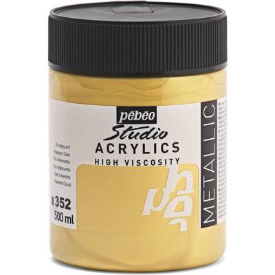 Flacon 500ml Peinture Studio Acrylics Haute Viscosité OR - PÉBÉO
