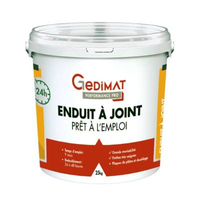 Enduit à joint pâte 24h - seau de 25 kg - Gedimat - GEDIMAT PERFORMANCE PRO