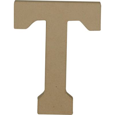 Support en papier brun mâché 20 cm, Lettre majuscule T