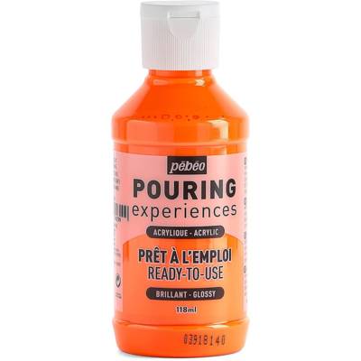 Peinture Acrylique POURING Expérience Prête à l'emploi 118ml ORANGE FLUORESCENT - PÉBÉO