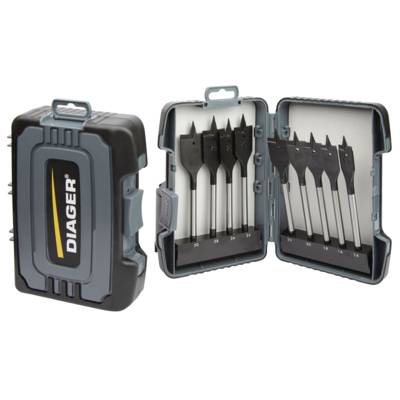 Mèche bois plate attachement hexagonal D14/16/18/20/22/24/26/28/30mm - coffret de 9 pièces - Gedimat - DIAGER