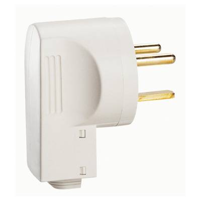 Fiche mâle 2P+T à sortie latérale par embout avec serre-câbles blanc 32A - Gedimat