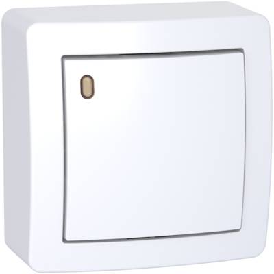 Poussoir O/F lumineux faible conso avec cadre saillie blanc polaire ALREA - Gedimat - SCHNEIDER ELECTRIC