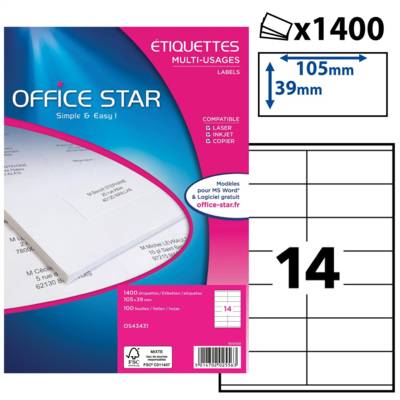 OS43431 - Boite de 1400 étiquettes multi-usages 105x39 mm