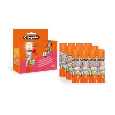 Boîte de 12 bâtons de colle TRANSPARENTE "Cléostick" Adhésive en 8 gr