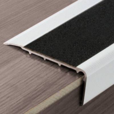 Nez de marche aluminium naturel+bande antidérapante carbo noire 25x15mm - 3m - Gedimat - DINAC