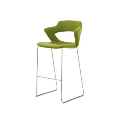 Tabouret KAOMA pied traineau chromé assise/dossier tissu