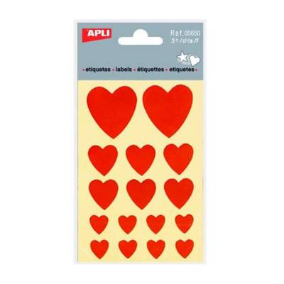 Pochette 3 feuilles 84 x 114 mm 48 STICKERS Coeurs Rouge