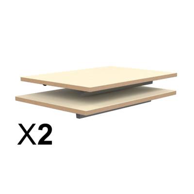 Lot de 2 plateaux TAGE/GANGE ép.21 mm stratifié chant bois - 70x50 cm - Coquille d'œuf - MOBIDECOR